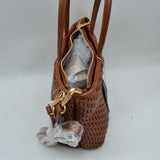 Woven Mini Tote Bag with Rounded Top Handles and Detachable Strap