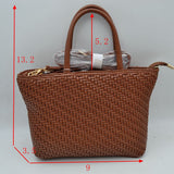 Woven Mini Tote Bag with Rounded Top Handles and Detachable Strap