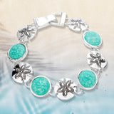 Sea Glass Embossed Metal Sand Dollar Magnetic Link Bracelet