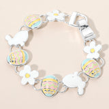 Enamel Easter Bunny Egg Flower Link Magnetic Bracelet
