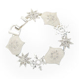 Rhinestone Embellished Petal Star Snowflake Link Magnetic Bracelet