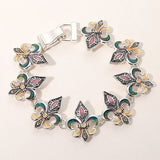 Women's Enamel Fleur de Lis Link Magnetic Bracelet