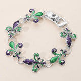 Women's Enamel Fleur de Lis Link Magnetic Bracelet