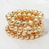 5PCS - Faceted Metal Ball Beaded Stretch Multi Layered Bracelets