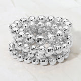 5PCS - Faceted Metal Ball Beaded Stretch Multi Layered Bracelets