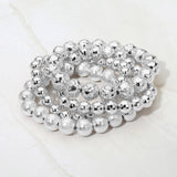 4PCS - Textured Metal Ball Beaded Stretch Multi Layered Bracelets