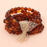 5PCS - Resin Ball Beaded Stretch Multi Layered Bracelets