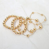 5PCS - Faceted Polished Ball Bar Beaded Stretch Multi Layered Bracelets