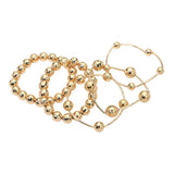 5PCS - Faceted Polished Ball Bar Beaded Stretch Multi Layered Bracelets