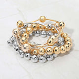 5PCS - Faceted Polished Ball Bar Beaded Stretch Multi Layered Bracelets