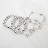 5PCS - Faceted Polished Ball Bar Beaded Stretch Multi Layered Bracelets