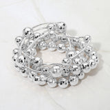 5PCS - Faceted Polished Ball Bar Beaded Stretch Multi Layered Bracelets