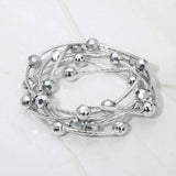 5PCS - Ball Metal Bar Beaded Stretch Multi Layered Bracelets