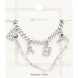 2PCS - BABY Rhinestone Embellished Metal Chain Bracelets