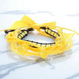 2PCS - Bead Faux Suede Adjustable Cinch Pull Tie Bracelets