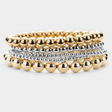 5PCS - Metal Ball Beaded Stretch Bracelets