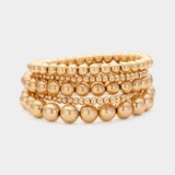 5PCS - Metal Ball Beaded Stretch Bracelets