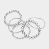 5PCS - Metal Ball Beaded Stretch Bracelets
