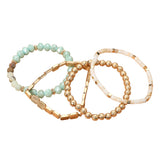 4PCS - Metal Faceted Beaded Stretch Multi Layered Bracelets