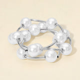 3PCS - Pearl Ball and Bar Beaded Stretch Multi Layered Bracelets