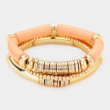 Resin Heishi Beaded Stretch Multi Layered Bracelets