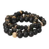 3PCS - Stackable Wooden Faceted Beaded Stretch Multi Layered Bracelets