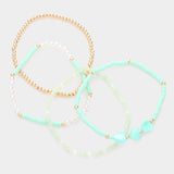 4PCS - Heart Pearl Heishi Beaded Stretch Bracelets