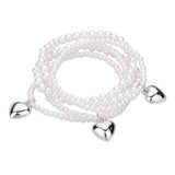 5PCS - Metal Heart Charm Pearl Beaded Stretch Multi Layered Bracelets