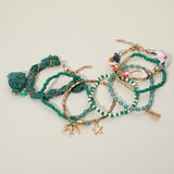 7PCS - Boho Bird Starfish Lace Tassel Charm Beaded Stretch Multi Layered Bracelets