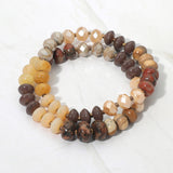 2PCS - Faceted Pebble Beaded Stretch Multi Layered Bracelets