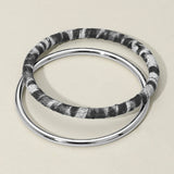 2PCS - Metal Leopard Fabric Covered Bangle Layered Bracelets