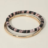 2PCS - Metal Leopard Fabric Covered Bangle Layered Bracelets
