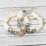 2PCS - Chunky Marbled Resin Pebble Faceted Stone Beaded Stretch Multi Layered Bracelets