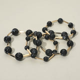 4PCS - Round Ball Metal Bar Beaded Stretch Multi Layered Bracelets