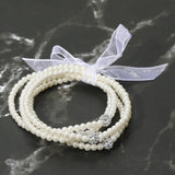 5PCS - Shamballa Ball Accent Pearl Beaded Stretch Multi Layered Bracelets