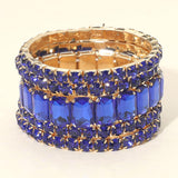 Women's 5PCS - Emerald Cut Round Stone Stretch Evening Bracelets 4th of July