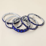 Women's 5Pcs Rectangle Round Stone Stretch Multi Layered Bracelets