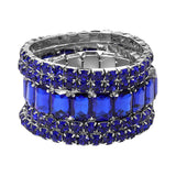 Women's 5Pcs Rectangle Round Stone Stretch Multi Layered Bracelets