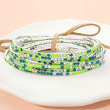 12PCS Ribbon Colorful Rhinestone Layered Stretch Bracelets