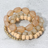 4PCS - Wood Ball Multi Beaded Stretch Bracelets