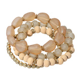 4PCS - Wood Ball Multi Beaded Stretch Bracelets