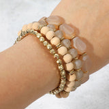 4PCS - Wood Ball Multi Beaded Stretch Bracelets