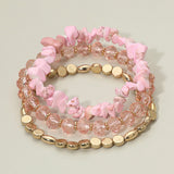 3PCS - Natural Stone Faceted Beaded Stretch Bracelets