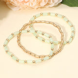 3PCS - Faceted Tube Beaded Stretch Multi Layered Bracelets