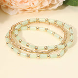 3PCS - Faceted Tube Beaded Stretch Multi Layered Bracelets