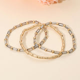 3PCS - Faceted Tube Beaded Stretch Multi Layered Bracelets