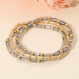 3PCS - Faceted Tube Beaded Stretch Multi Layered Bracelets
