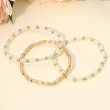 3PCS - Faceted Tube Beaded Stretch Multi Layered Bracelets