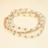 3PCS - Faceted Tube Beaded Stretch Multi Layered Bracelets