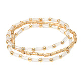 3PCS - Faceted Tube Beaded Stretch Multi Layered Bracelets